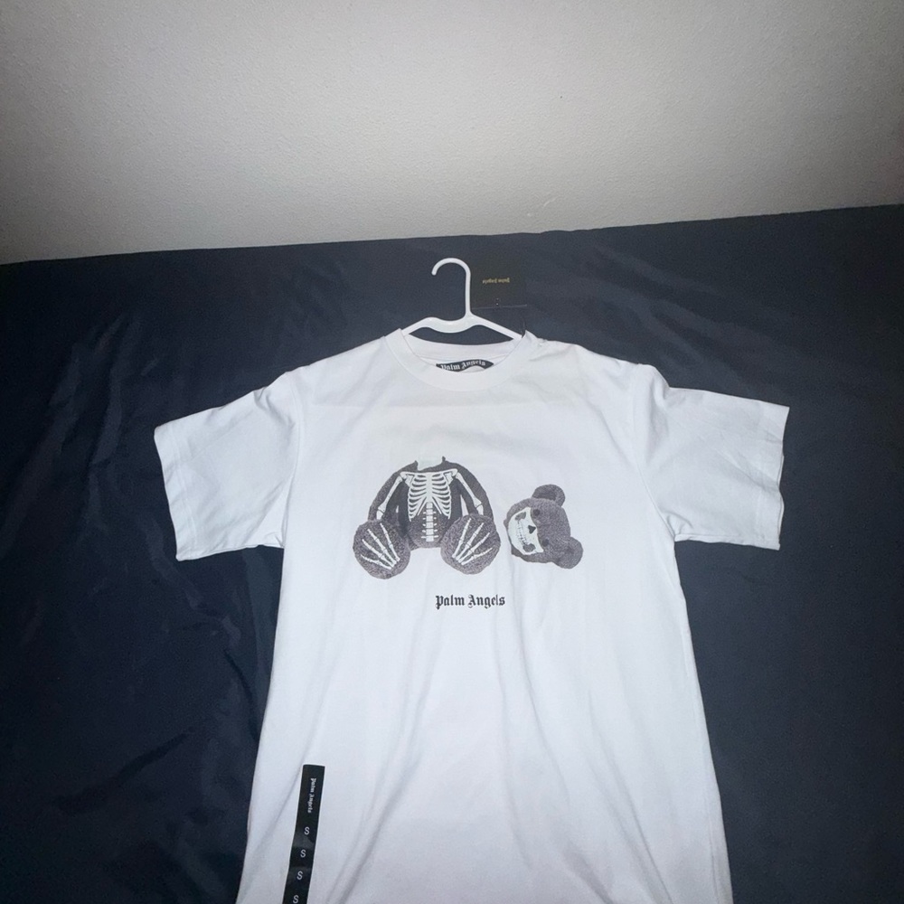 Palm Angels White and Black Graphic Tee
